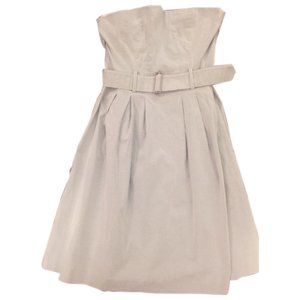 Theory Blue Seersucker Strapless dress